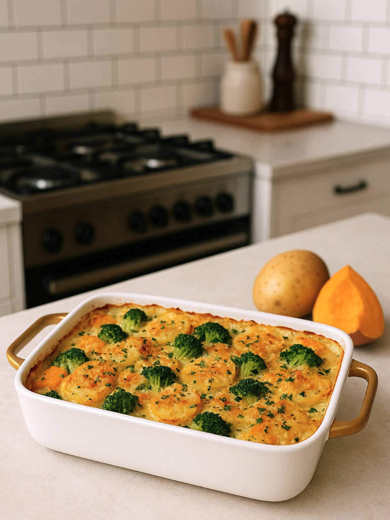 Creamy Pumpkin, Potato & Truffle Bake